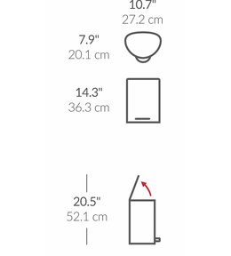 Pedálový odpadkový koš Simplehuman – 6 l, půlkulatý,matná nerez ocel, plast