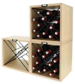 SADA 3x stojan na 12 láhví vína Compactor CUBE X, dekor dub, 36 x 30 x V36,5 cm