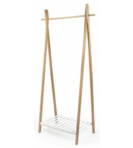 Bambusový stojan na šaty Compactor Bamboo Stender s bílou policí na boty, 80 x 44 x 160 cm